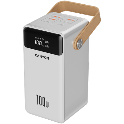 CANYON  | OnPower 610 Power Bank – 60000mAh, PD 100W Fast Charging, Metal Design (White)