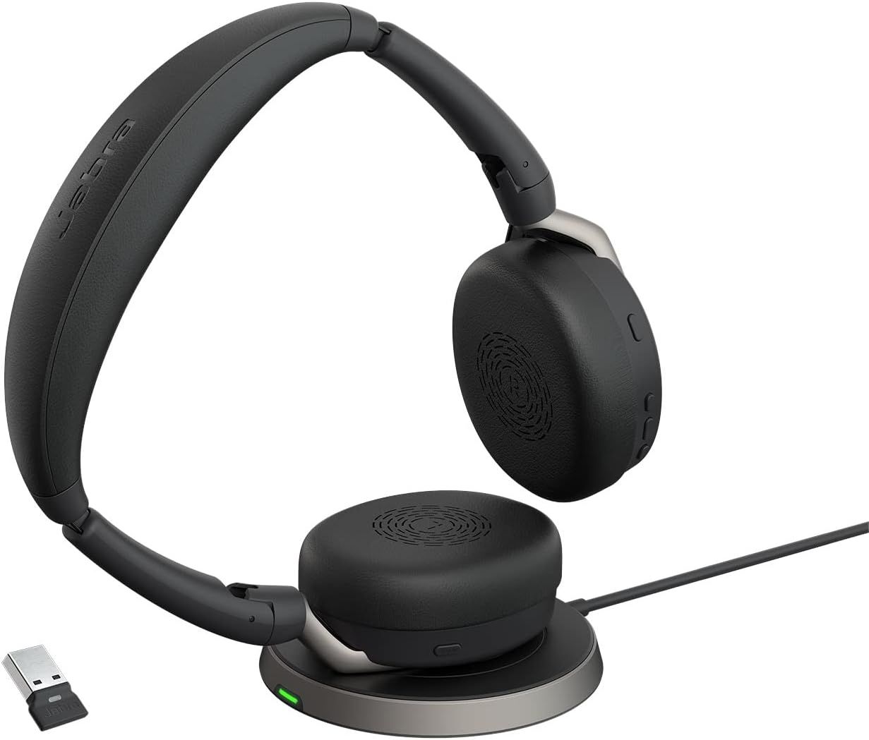 JABRA  |  Evolve2 65 Flex - Stereo Headset with Bluetooth, Wireless Charging Pad,  and Hybrid ANC - Certified for MS Teams - Black