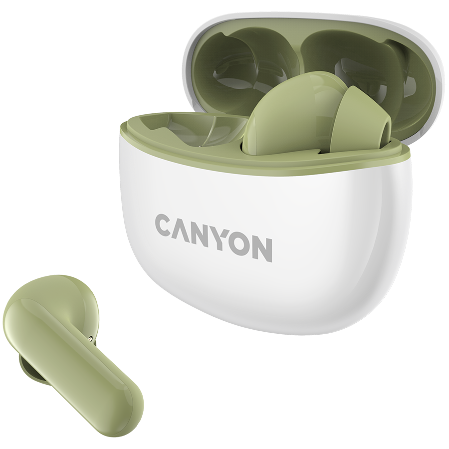 CANYON  |  TWS‑5 Compact Earbuds with Charging Case (Green) Headset