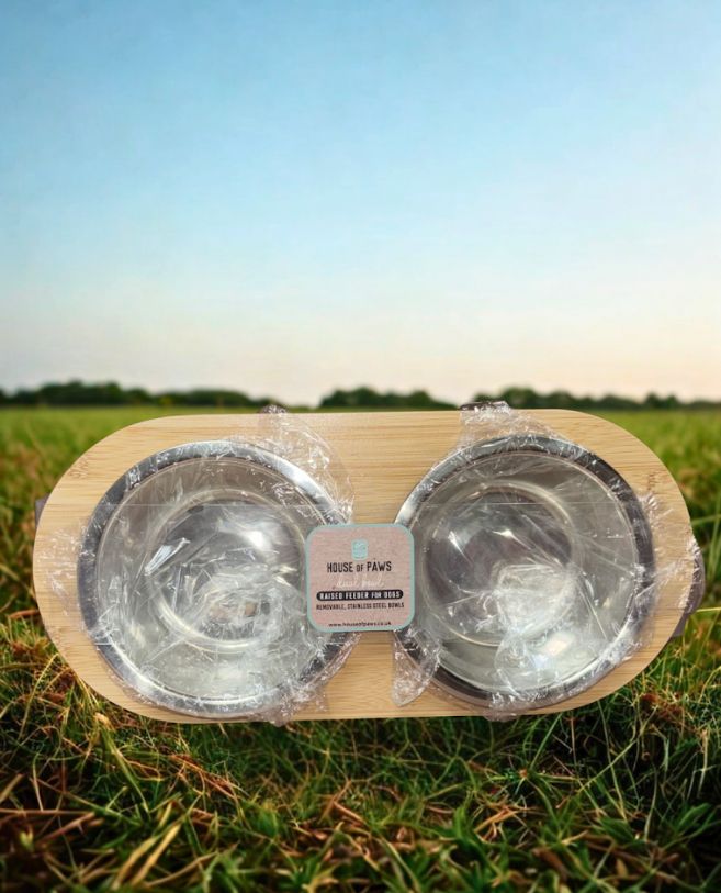 House of Paws Dual Raised cream feeder