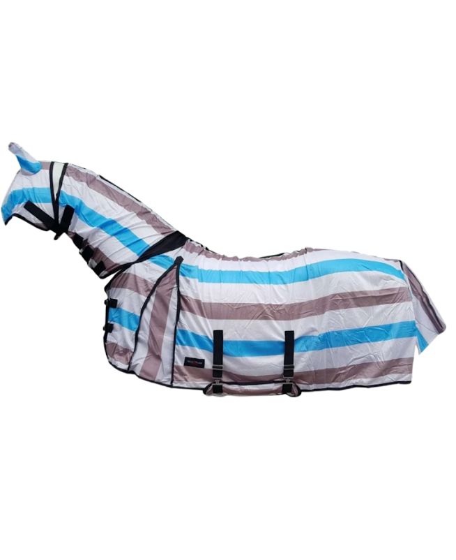 Horse Masters Mesh Fly Rug Combo Turquoise Stripe