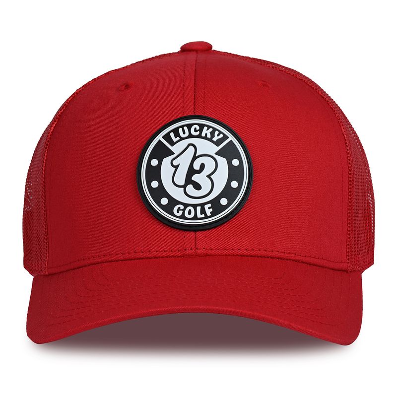 Red Lucky 13 Golf Hat