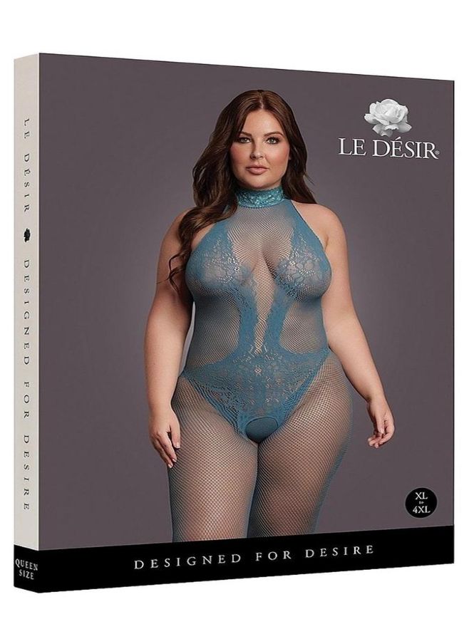 Le Desir Fishnet Lace Bodystocking - Queen - Blue