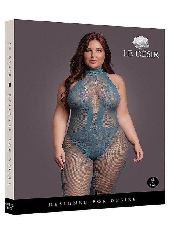 Le Desir Fishnet Lace Bodystocking - Queen - Blue