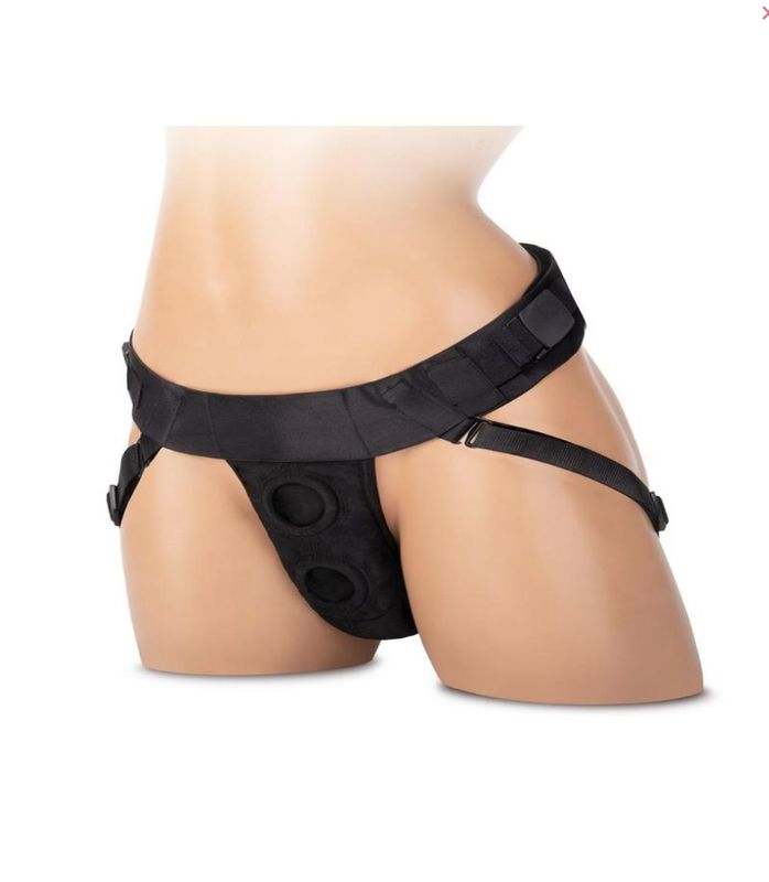 Double Penetration Jock Strap Harness - One Size - Black