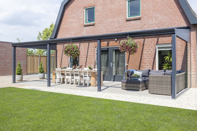 Terrassenüberdachung Pigato mit Glasdach 406x400 cm