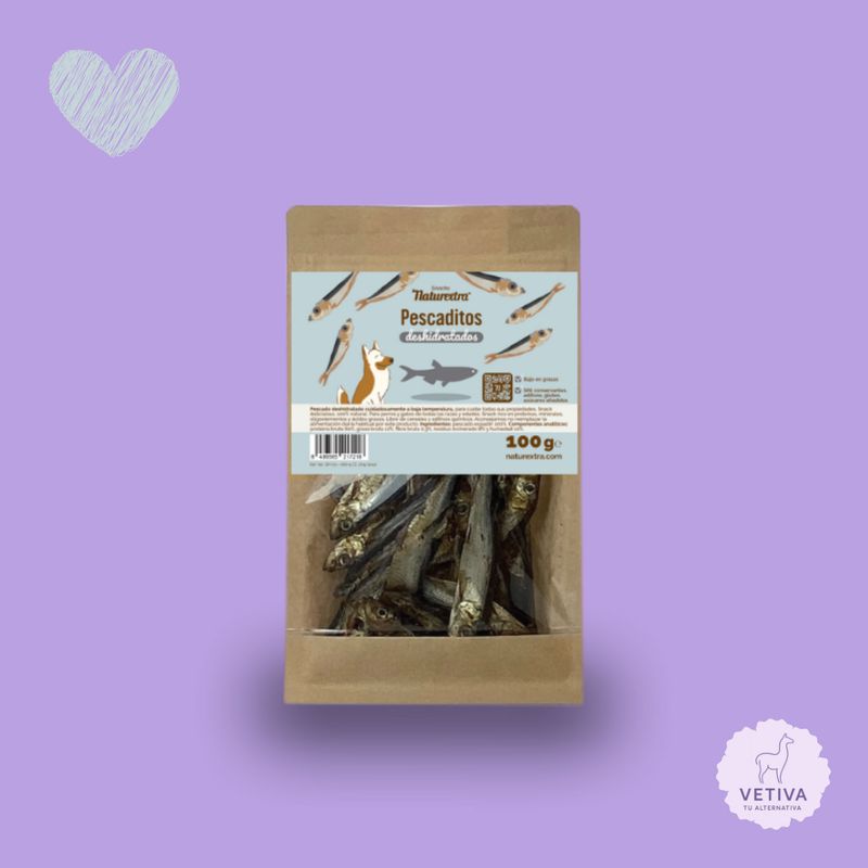 Naturextra snack de espadines deshidratados para perro y gato