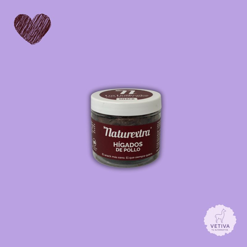 Naturextra snack de hígados de pollo liofilizados para perro y gato