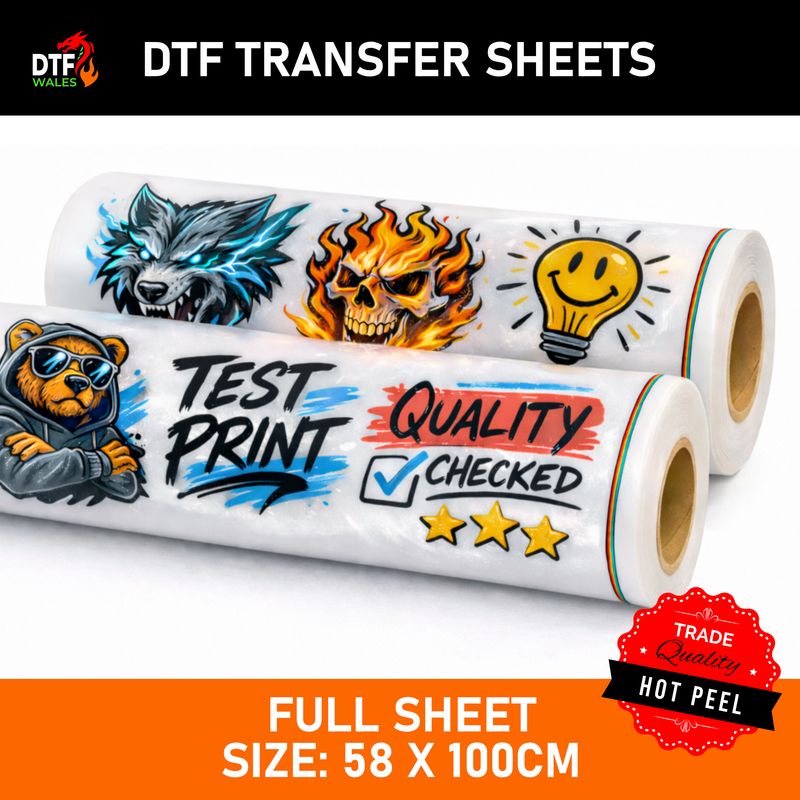 DTF Transfer Sheets – 58 x 100cm (Full Sheet)
