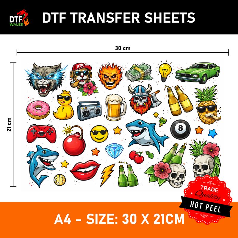 DTF Transfer Sheets – (30x21cm)