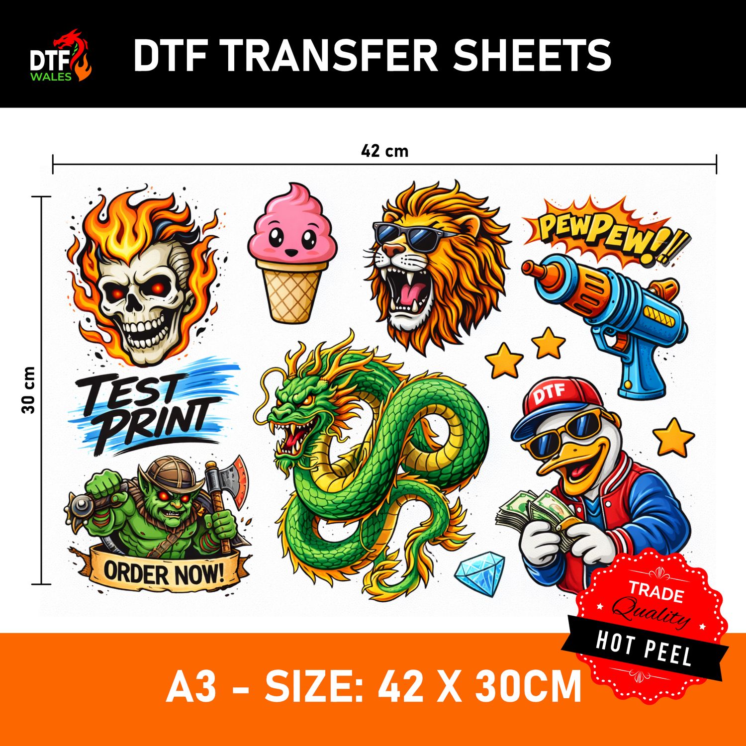 DTF Transfer Sheets – (42x30cm)