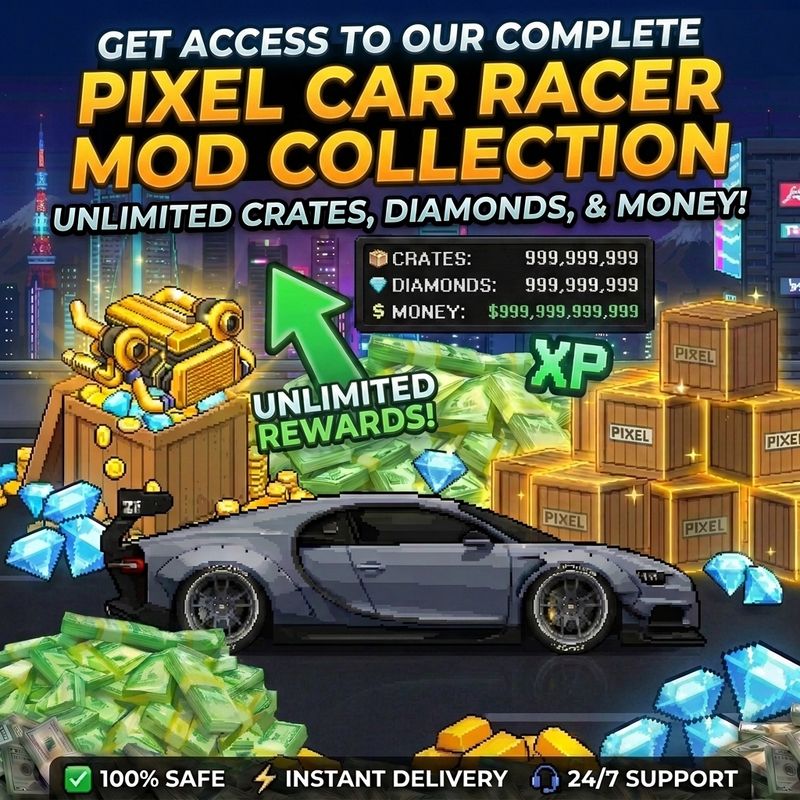 Pixel Car Racer All Money Mods | Unlimited Money, Crates &amp; Diamonds Collection