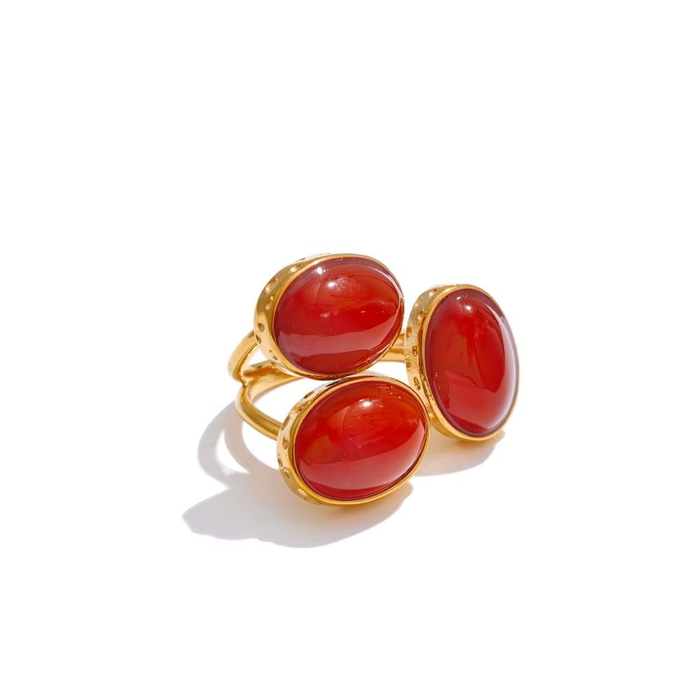 Two-Tone Gem Ring, Color: Red
