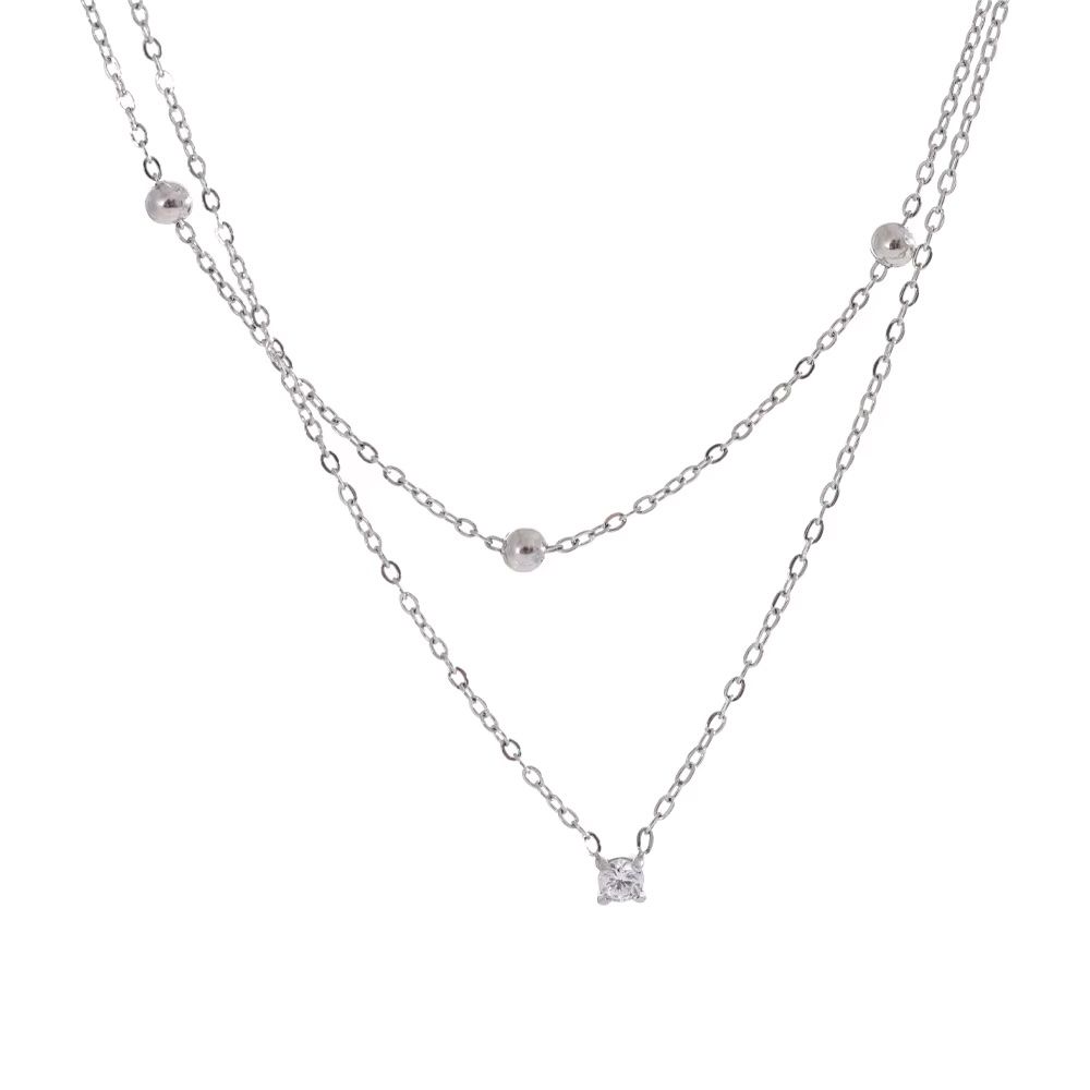 Double Strand Silver Necklace