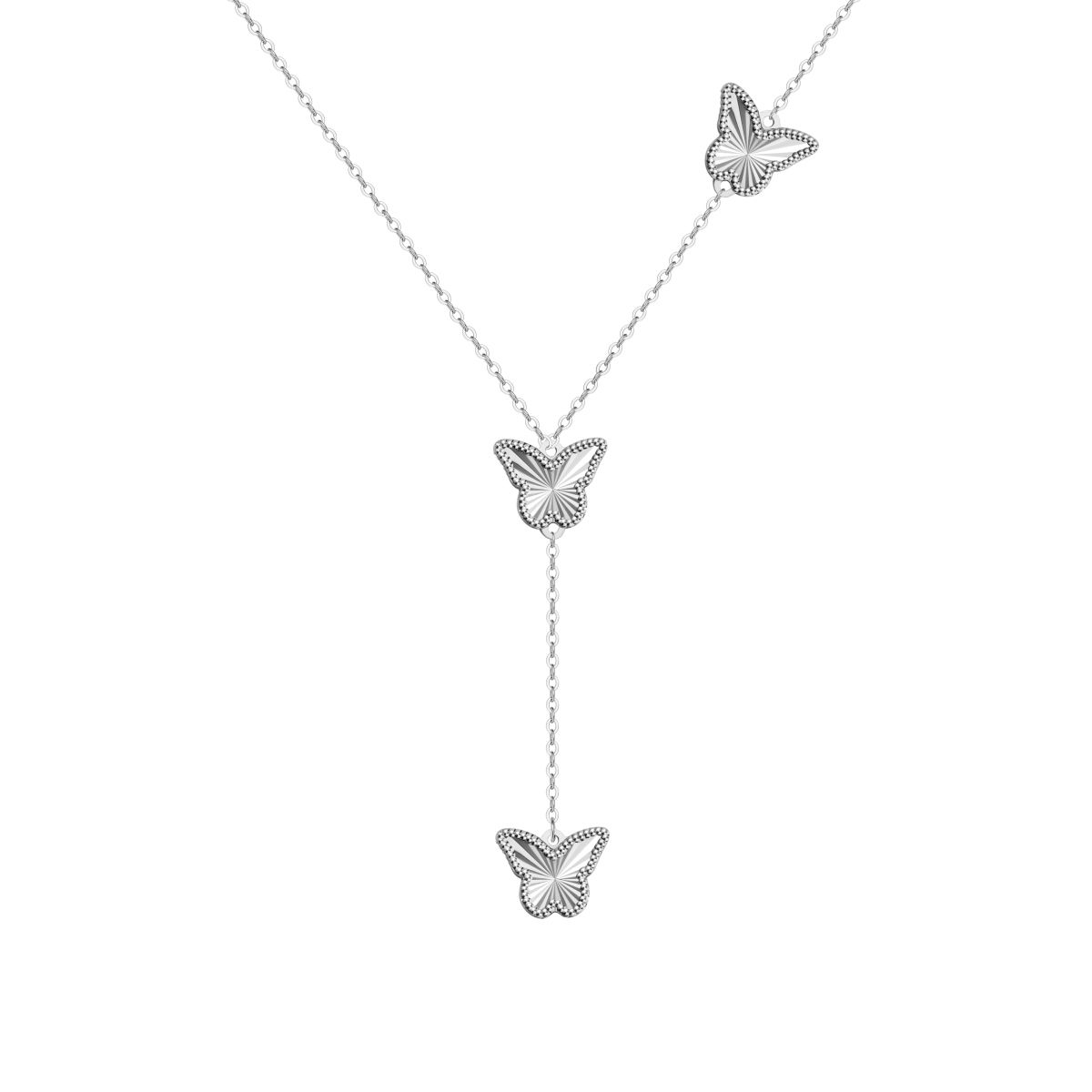 Princess Cut Station Necklace (Silver)