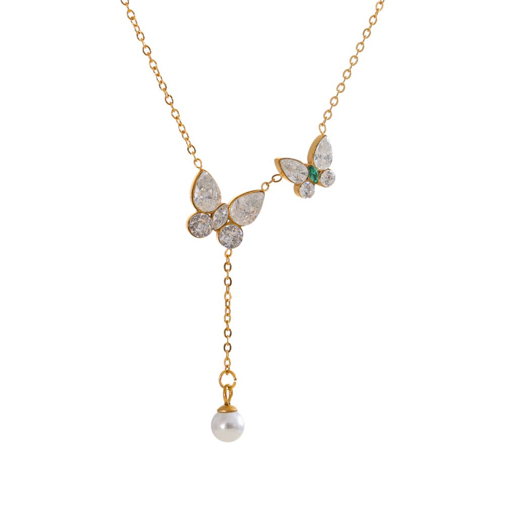 Bow Pearl Drop Necklace