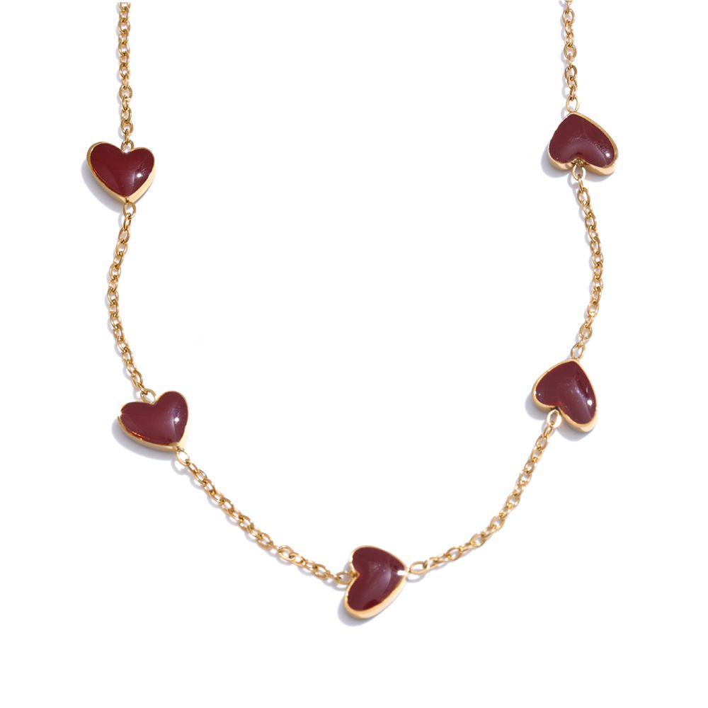 Red Bead Station Necklace