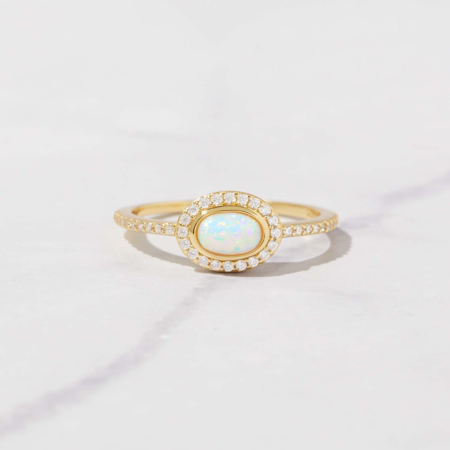 Radiant Halo Opal Ring