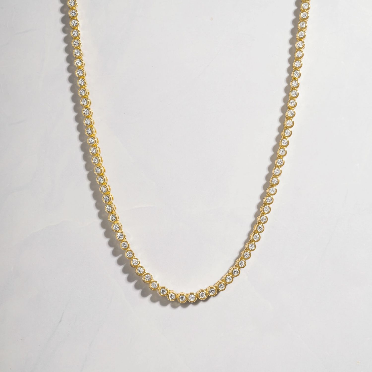 Bezel Line Tennis Necklace 16&quot;