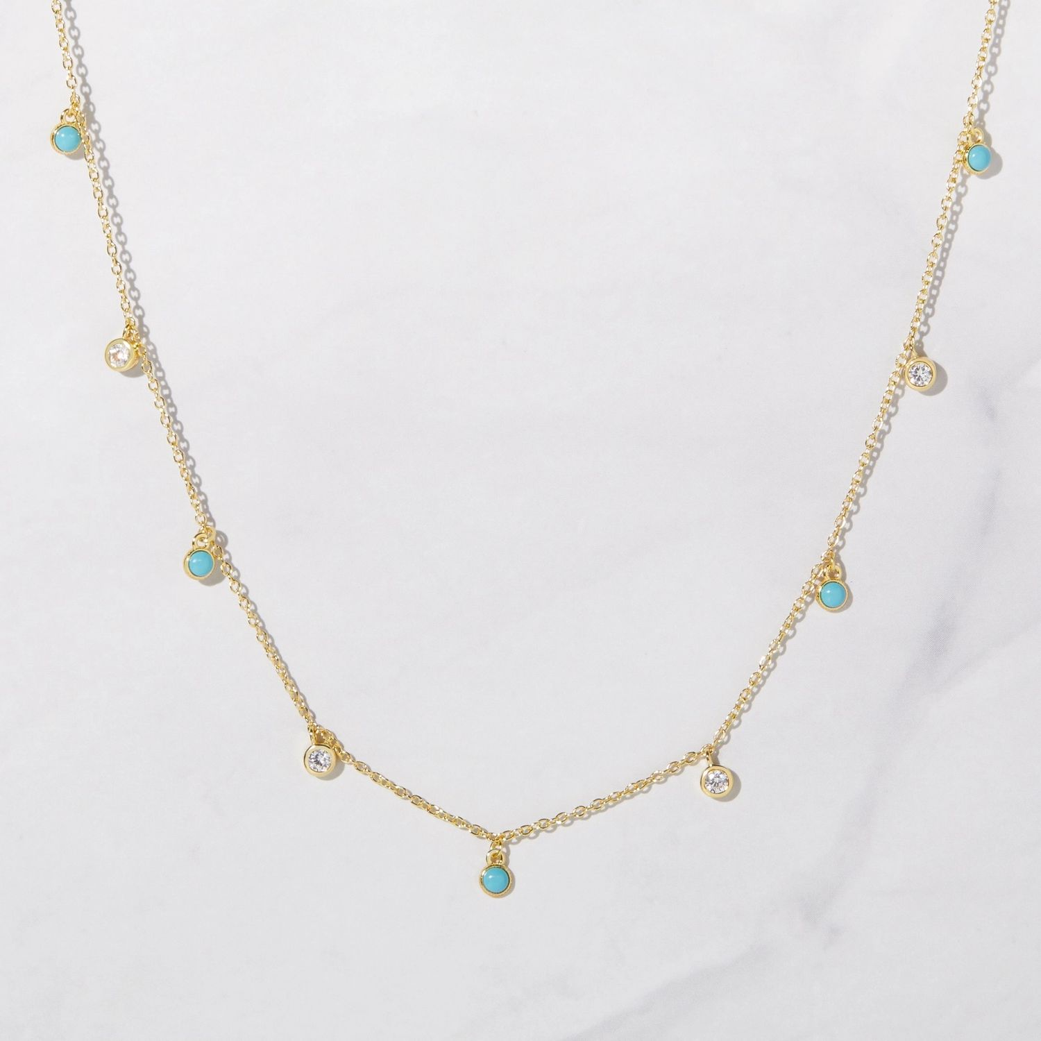 Turquoise Sparkle Charm Necklace