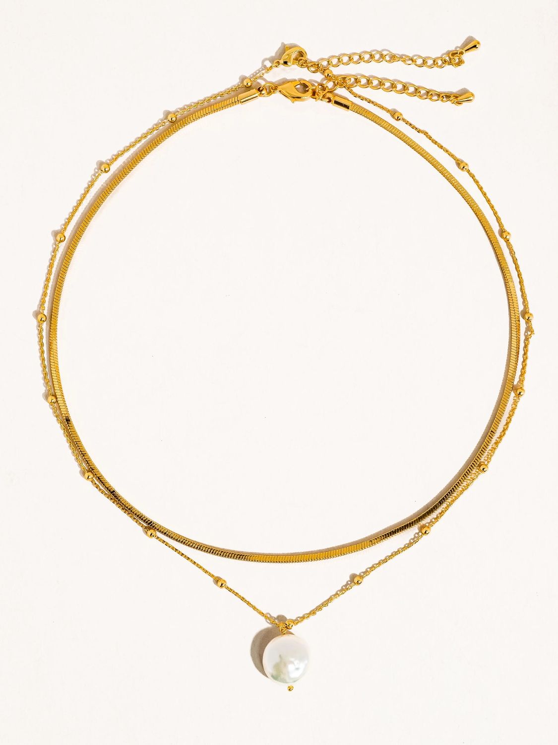 Layered Pearl Chain Necklace