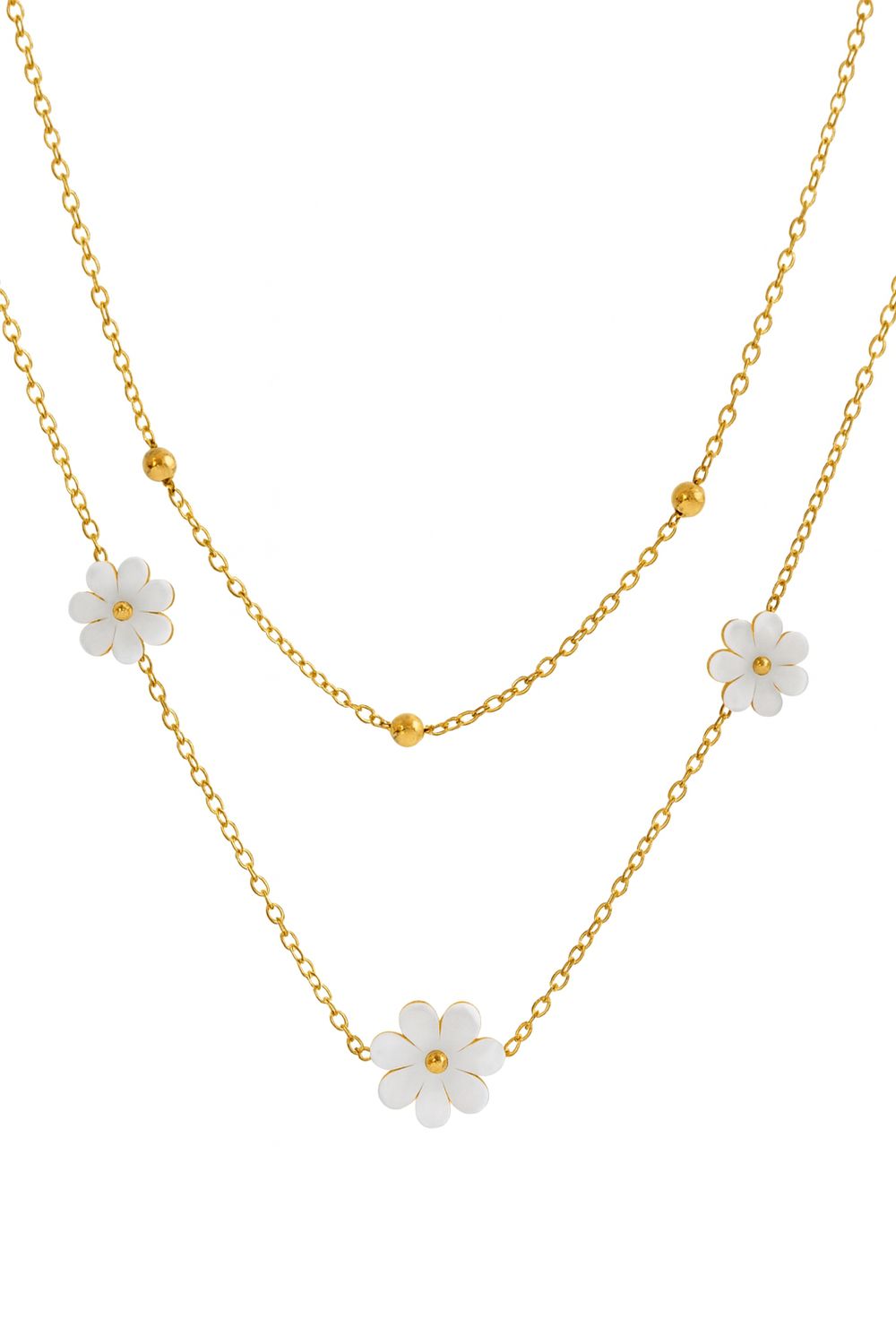 Layered Chain Daisy Necklace