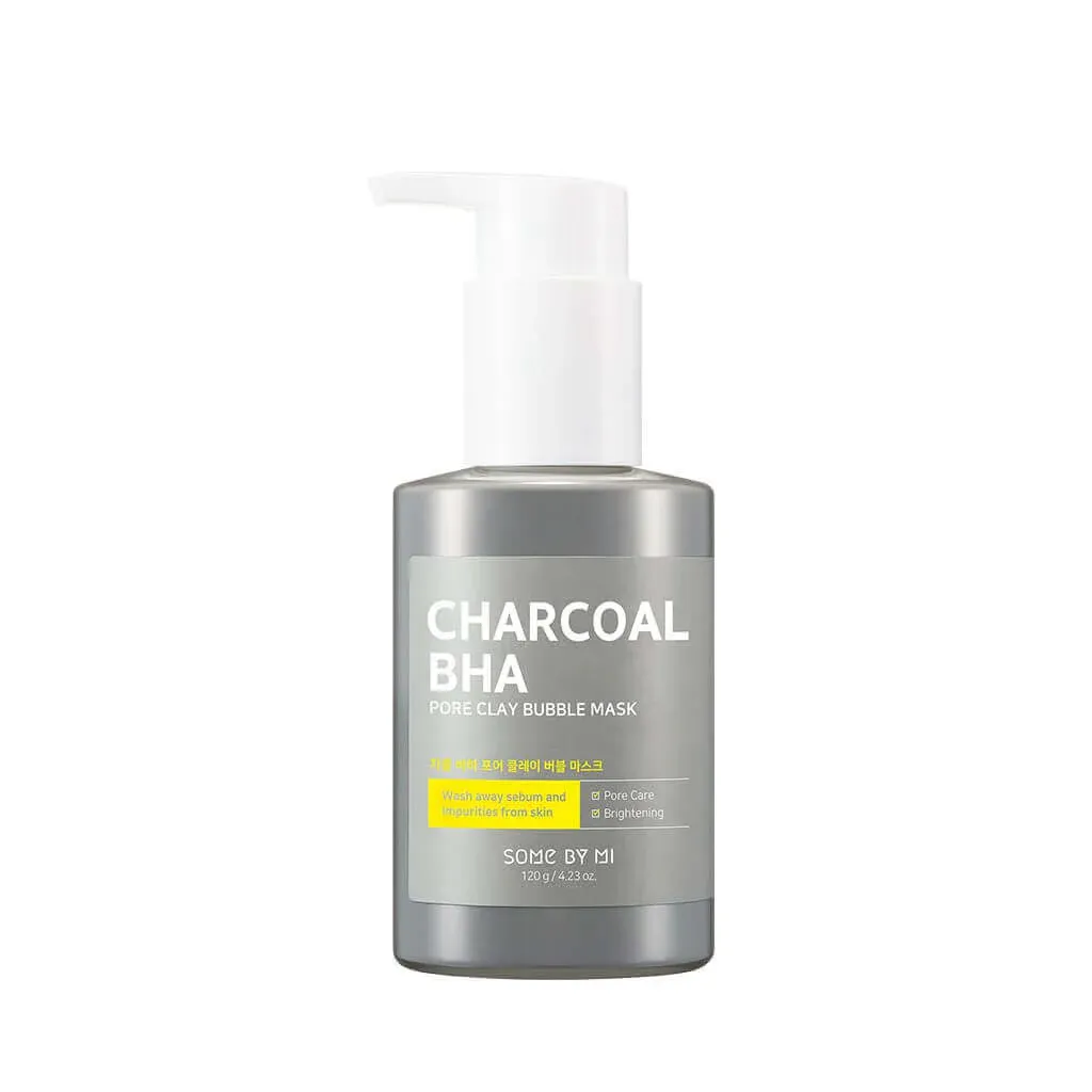 Oxygen mask for removing blackheads with charcoal Some By Mi Charcoal BHA Pore Clay Bubble Mask