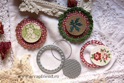 Dies Circles for embroidery and knitting, 3 pcs, 3-4 cm, Scrapfriend