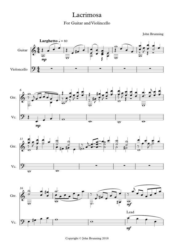 Lacrimosa for Guitar and Cello (as recorded by Xuefei Yang and Johannes Moser)