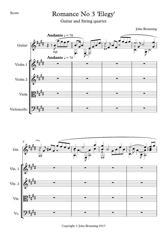 Romance No.3 'Elegy' for guitar and string quartet (as recorded by Craig Ogden)