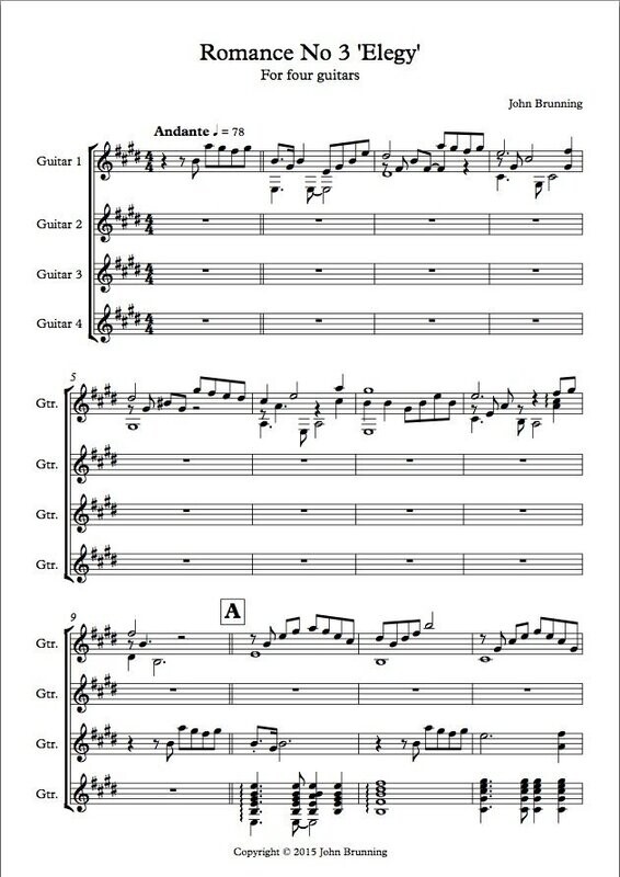 Romance No.3 'Elegy' for four guitars (as recorded by Aquarelle)
