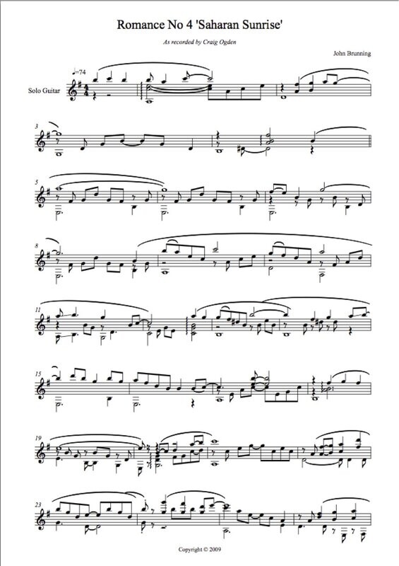 Romance No.4 'Saharan Sunrise' for solo guitar (recorded as 'Sahara' by Craig Ogden)