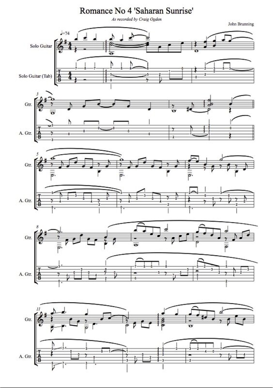 Romance No.4 'Saharan Sunrise' for solo guitar + Tab (recorded as 'Sahara' by Craig Ogden)