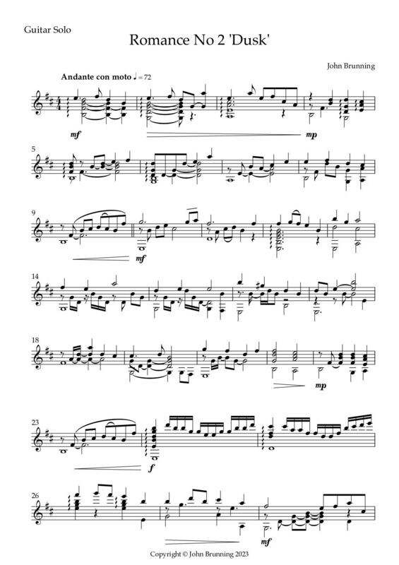 Romance No.2 'Dusk' for Solo Guitar