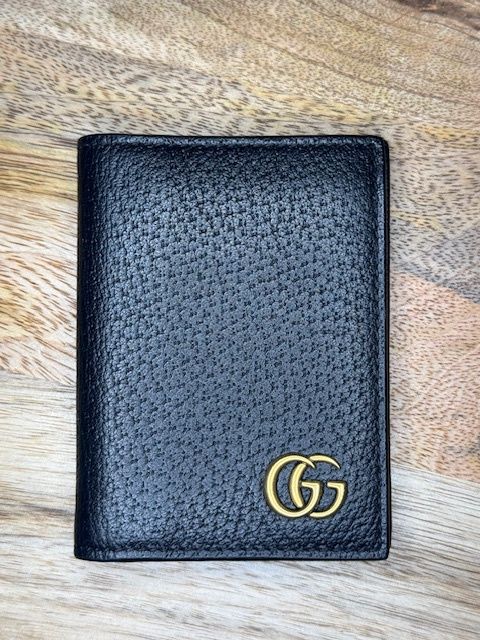 Gucci Black Pebbled Leather Marmont Pocket Organizer