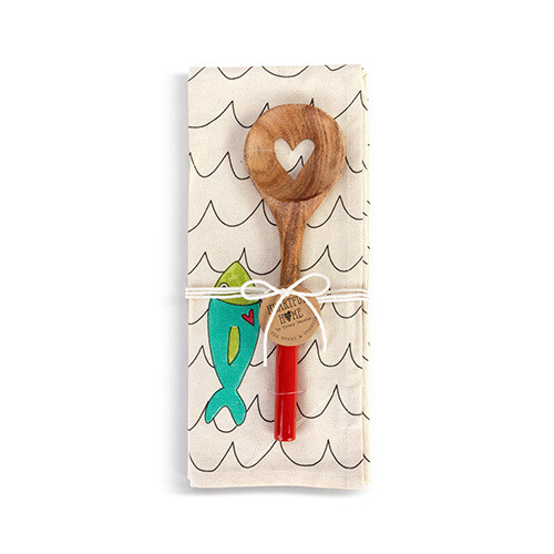 Fish & Waves with Wooded Heart Spoon