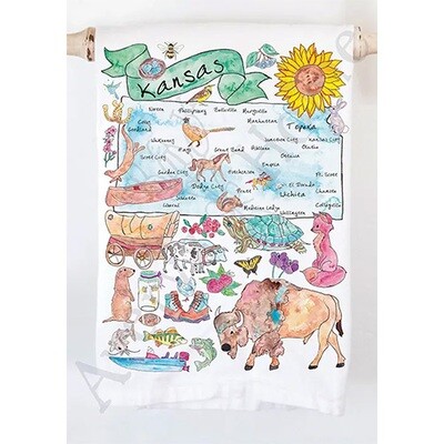 Kansas State Map Tea Towel by Avery's Home