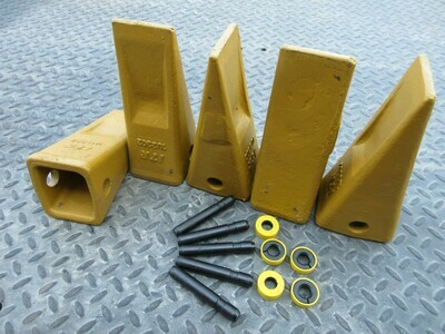 Set of 5- 1U3302 Cat Style Bucket Teeth Tooth &amp; 9J2308 Pin 8E6259 Retainer Excavator