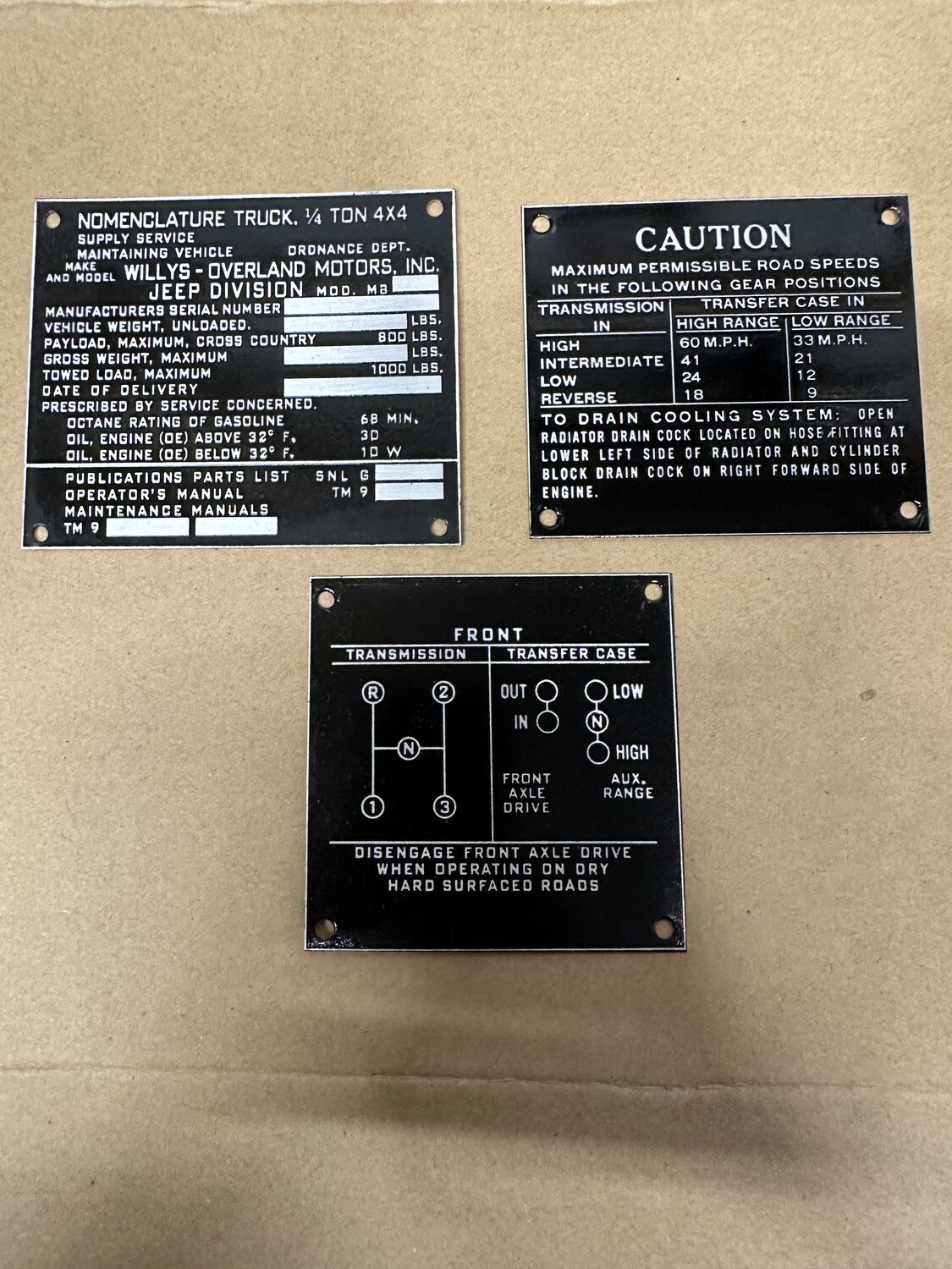 MB Willys Set of 3 Data Tag Series 7