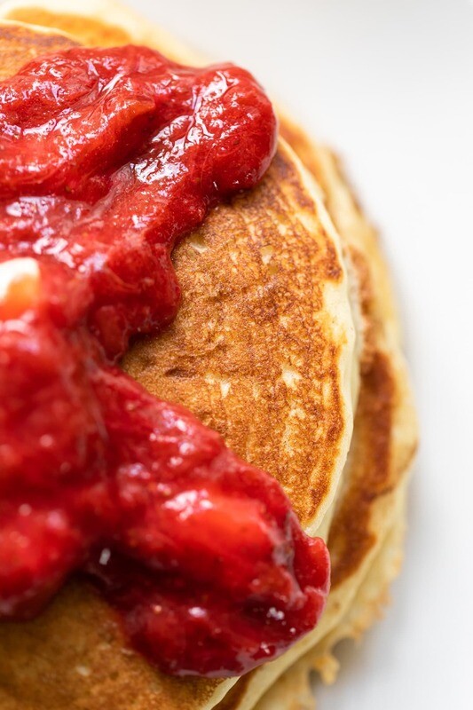 Strawberry Rhubarb Compote Protein Pancakes - Reg
