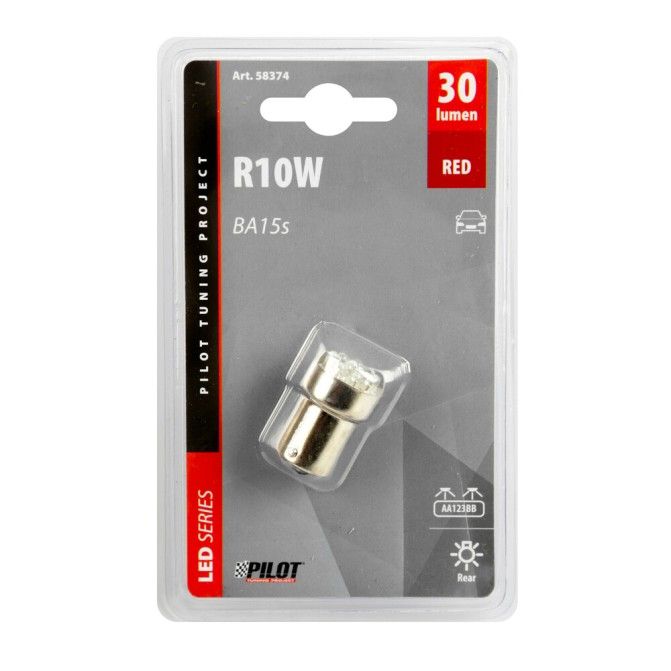 Żarówka diodowa MULTI LED czerwona R10W BA15s 12V