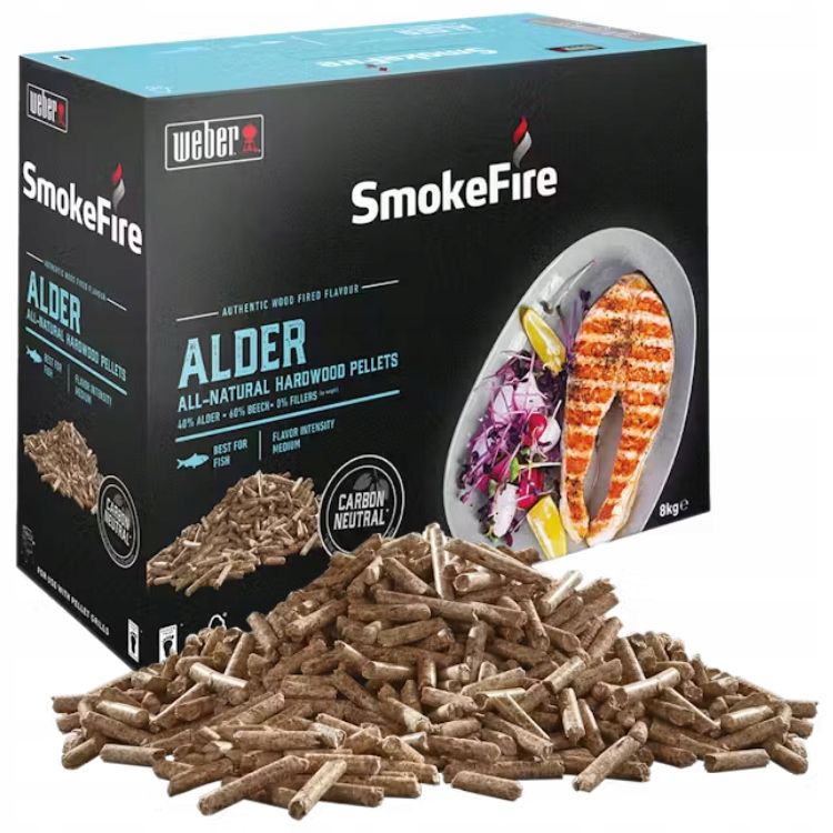 PELLET DRZEWNY do grilla wędzenia 8kg z naturalnego drewna olchy Weber