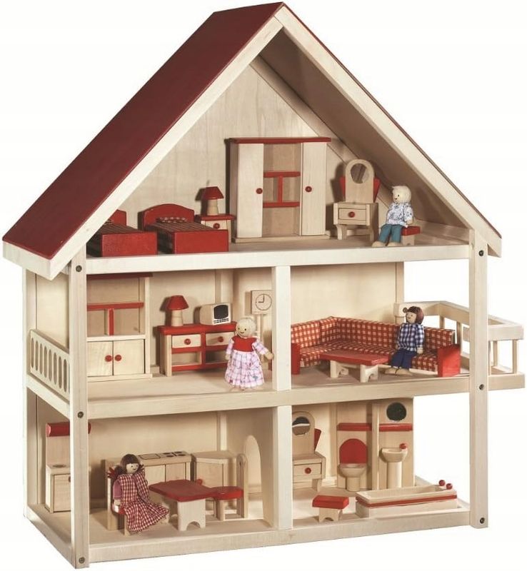 Domek dla lalek ROBA 11 cm, 74 cm drewno naturalne