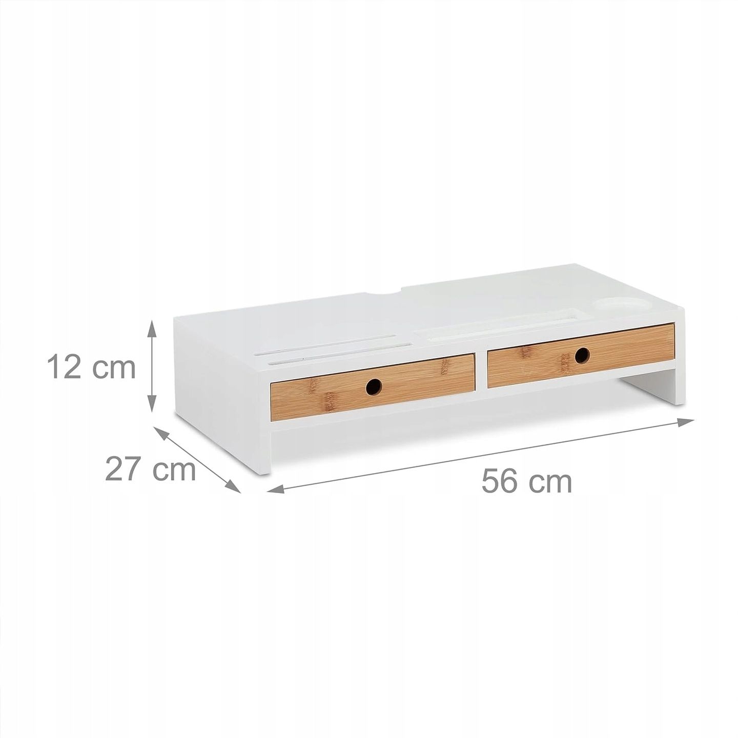 Stojak na biurko na monitor z szufladami Relaxdays 56x27x12cm