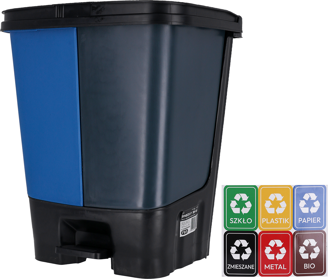 Kosz do segregacji odpadów 40L dwie komory