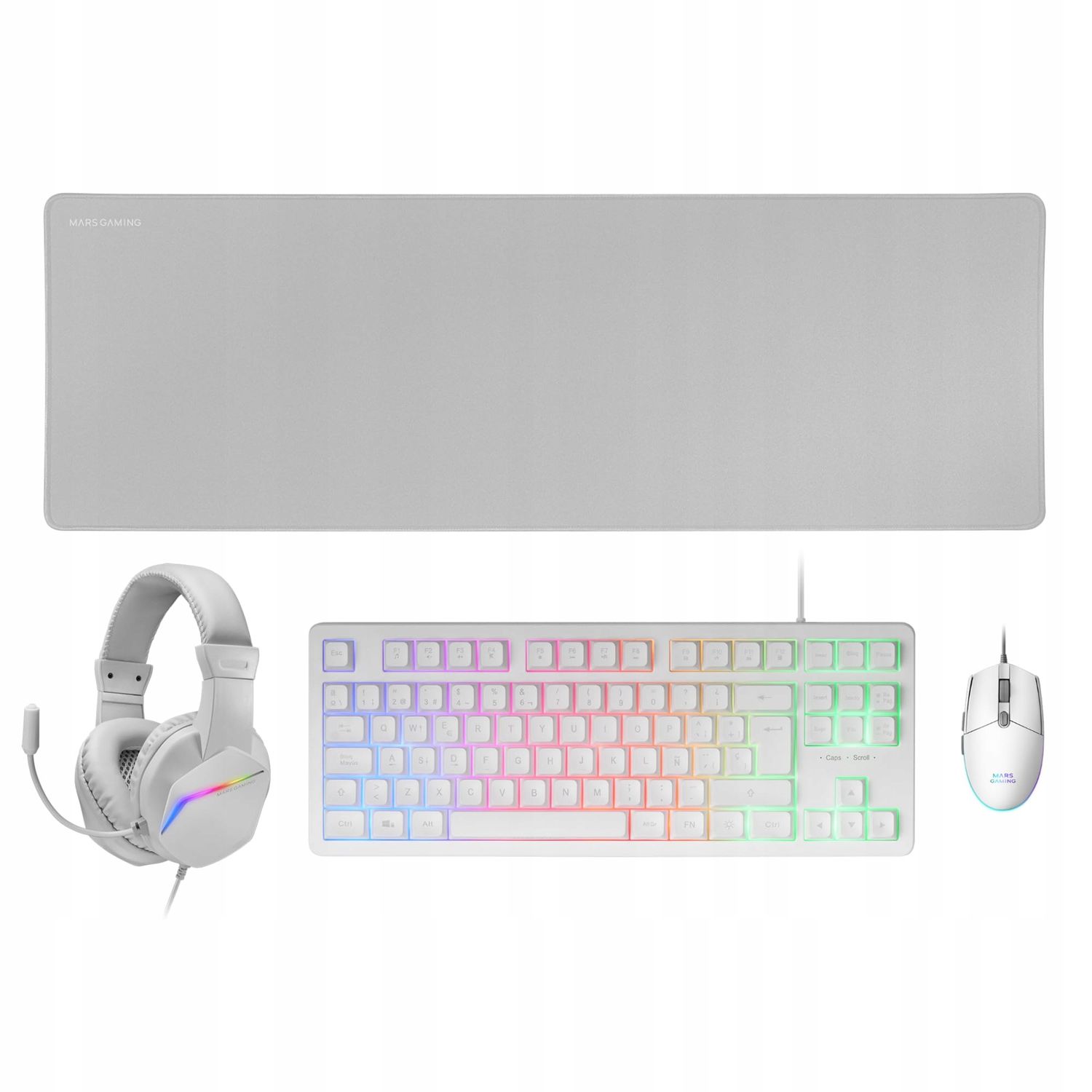 Klawiatura zestaw Gamingowy Mars Gaming MCP-RGB3W 4in1 QWERTY