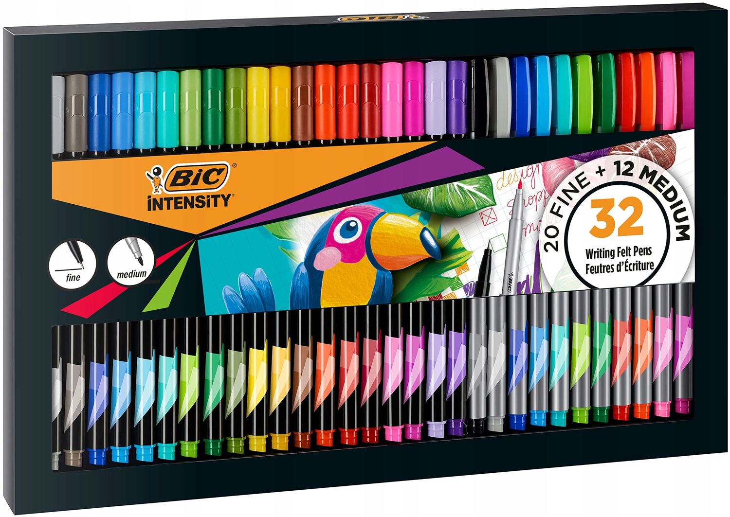 Zestaw flamastrów i pisaków 32szt BIC Intensity kolorowe
