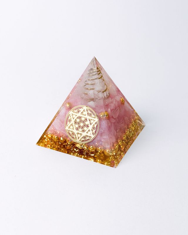 PIRAMIDE ORGONITA CUARZO ROSA