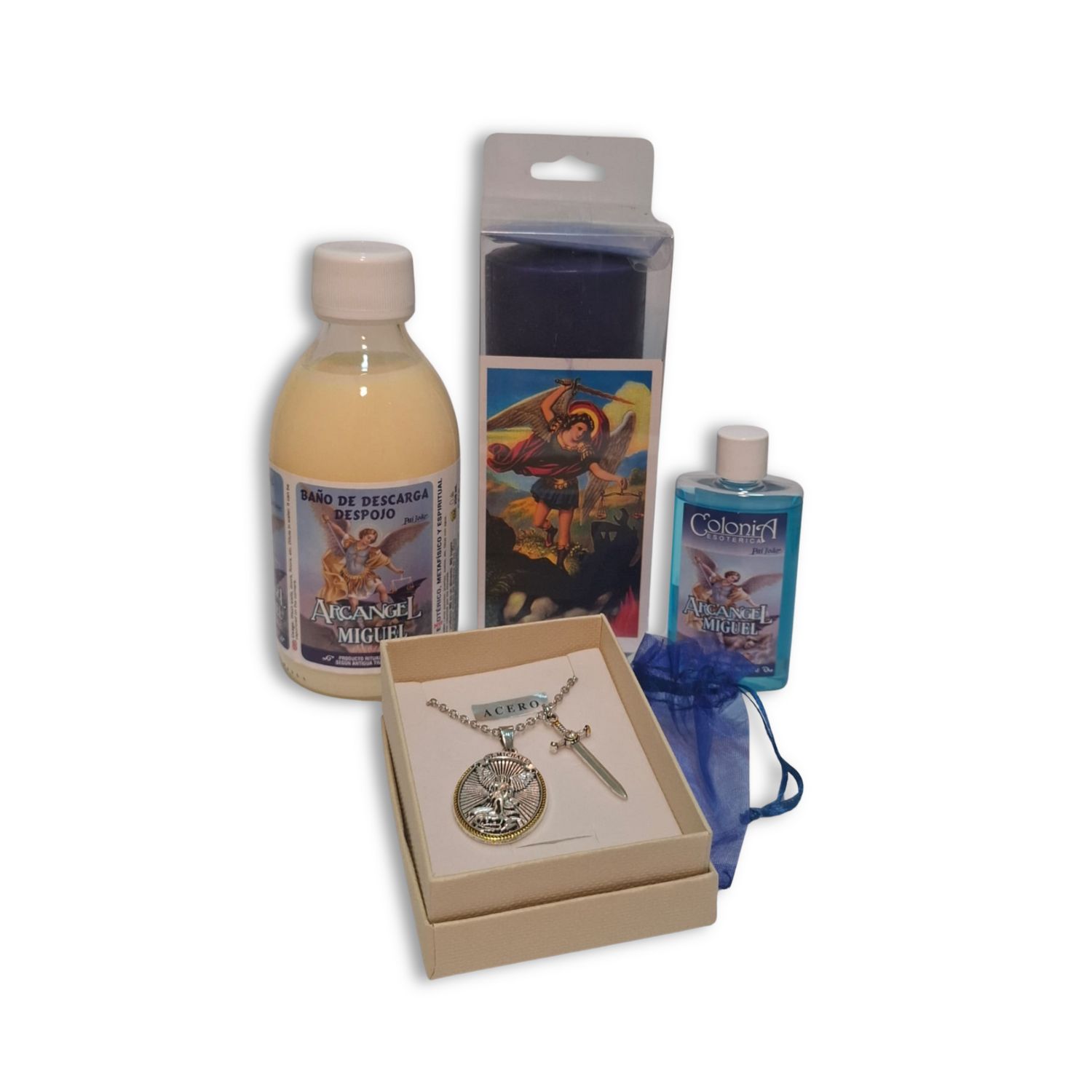 RITUAL COMPLETO DE PROTECCION SAN  MIGUEL ARCANGEL (AGUA/VELON/DESPOJO/COLGANTE PLATA)