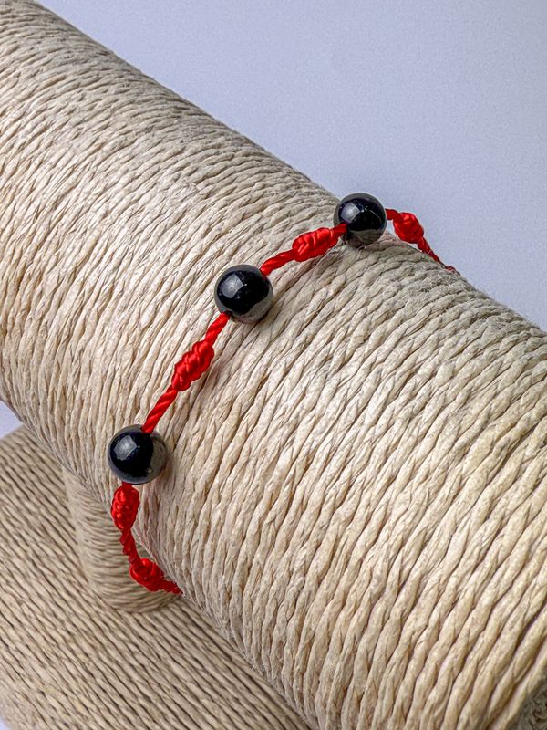 PULSERA HILO ROJO 7 NUDOS C/TURMALINA NEGRA